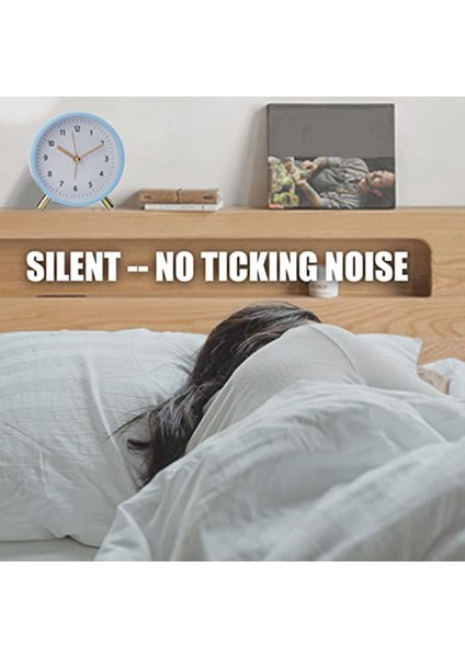 Çalar Saat 4.5 Inç Başucu Analog Çalar Saat Yatak Odası Için Arkadan Aydınlatmalı Yuvarlak Saat, Mavi (Yurt Dışından) modelleri