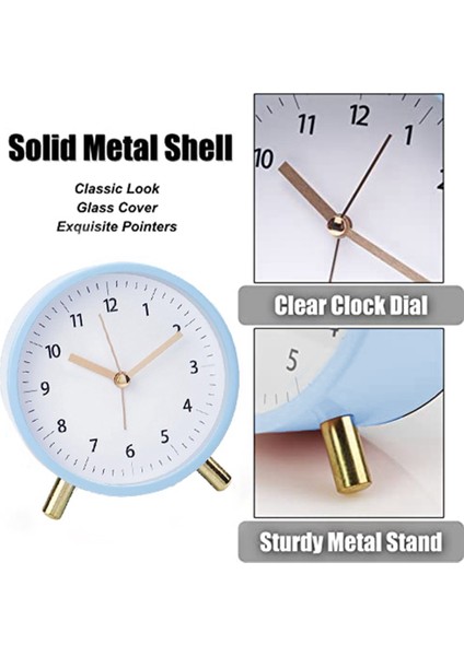 Çalar Saat 4.5 Inç Başucu Analog Çalar Saat Yatak Odası Için Arkadan Aydınlatmalı Yuvarlak Saat, Mavi (Yurt Dışından) indirimleri