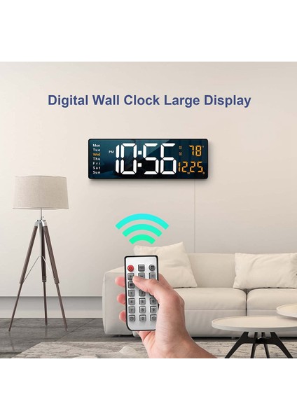 13 Inç Ekran LED Dijital Duvar Saati Uzaktan Kumanda Masa Çalar Saat Tarih Hafta Zamanlayıcı Otomatik Dimmer Saat-B (Yurt Dışından) modelleri