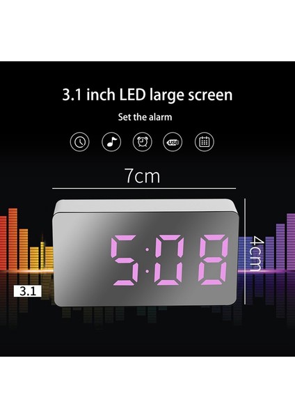 Mini Masa Çalar Saat Dijital Ayna LED Sıcaklık USB Başucu Masa Seyahat Saatleri Yatak Odası Oturma Ev Dekor Için, Yeşil (Yurt Dışından)