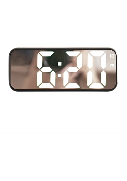Basit Saat Sevimli Öğrenci Çalar Saat LED Elektronik Saat Yazı Tipi Başucu Saati Siyah Kabuk Beyaz Işık (Yurt Dışından)