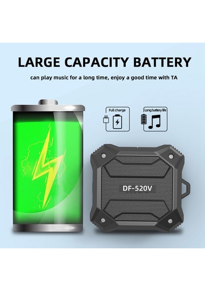 Ipx7 Su Geçirmez Kablosuz Duş Hoparlör Subwoofer Diyafram Bas Hd Stereo Ses ile Spor Bluetooth Hoparlör Siyah (Yurt Dışından)