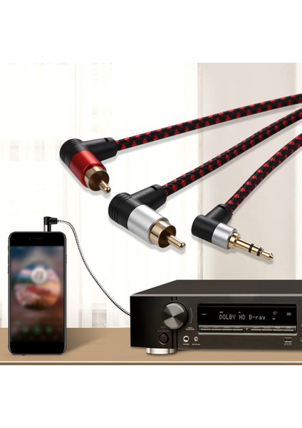 90 Derece 3.5mm Erkek 2 Rca Erkek Kablo Sağ Açı Stereo Aux Y Splitter Kablosu Mikrofon Jakı Fişi Dizüstü Bilgisayar Için 2 M (Yurt Dışından) indirimleri