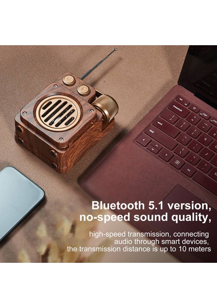 Retro Radyo Kablosuz Bluetooth Radyo Hoparlör Taşınabilir Kablosuz Vintage Hoparlör Ev Dış Mekan Için Eski Moda Stil Radyo (Yurt Dışından)
