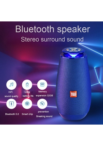 LED Flaş Işığı ile Taşınabilir Kablosuz Bluetooth Hoparlör Bas Hoparlör Desteği Tf Kart Fm Radyo Aux (Yurt Dışından)
