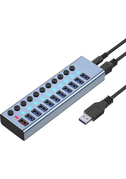 11 Bağlantı Noktalı Usb3.0 Ayırıcı Bilgisayar Genişletici USB Hub 2.4A Hızlı Şarj Bağlantı Noktası Harici 12V Güç Kaynağı - Abd Tak (Yurt Dışından)