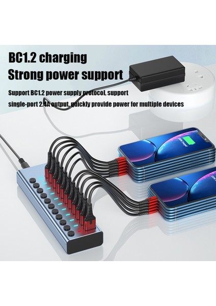 11 Bağlantı Noktalı Usb3.0 Ayırıcı Bilgisayar Genişletici USB Hub 2.4A Hızlı Şarj Bağlantı Noktası Harici 12V Güç Kaynağı - Abd Tak (Yurt Dışından)