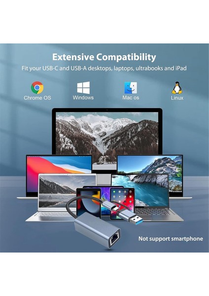USB 3.0 - Ethernet Adaptörü, USB C - RJ45 Gigabit Lan 1000 Mbps Kablolu Ağ, Ağ Adaptörü, Windows Için (Yurt Dışından)