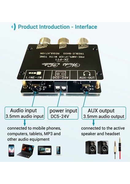 Bluetooth 5.0 Dekoder Kartı Çift Kanallı Stereo Düşük Gürültü Yüksek ve Düşük Tonlu Ön Modül Amplifikatör Kartı -Pt1 (Yurt Dışından)