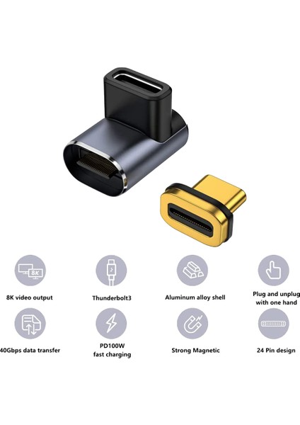 Adet USB C Manyetik Adaptör 40GBPS, 24 Pin USB ADAPTÖR,PD100W ,8K@60Hz,Type-C Genişletici, ,,galaxy Için (Yurt Dışından)