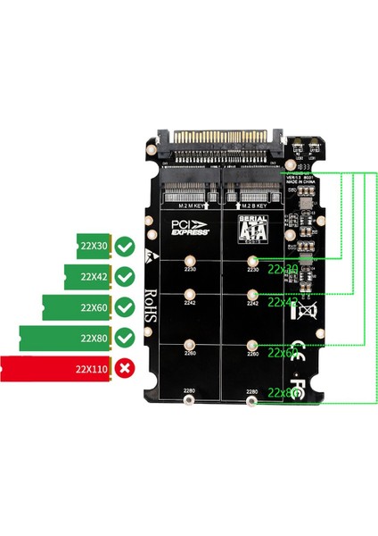 Taşınabilir SFF-8639 Nvme U.2 - Ngff M.2 M Anahtar ve B Anahtar SSD Adaptörü Pcıe3.0 X16 Gen3 2280 2260 2242 2230 SSD (Yurt Dışından)