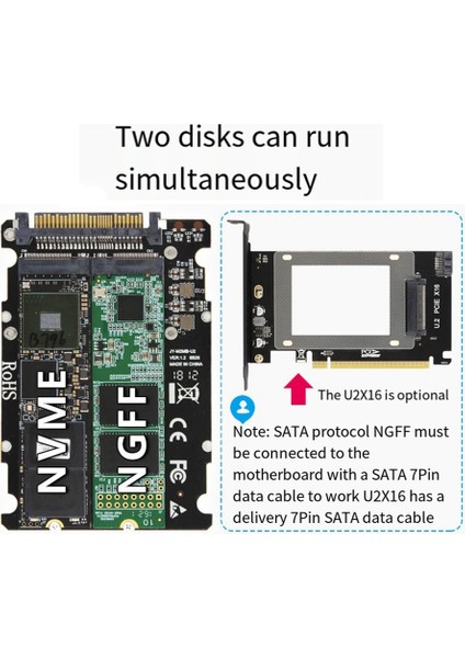 Taşınabilir SFF-8639 Nvme U.2 - Ngff M.2 M Anahtar ve B Anahtar SSD Adaptörü Pcıe3.0 X16 Gen3 2280 2260 2242 2230 SSD (Yurt Dışından)