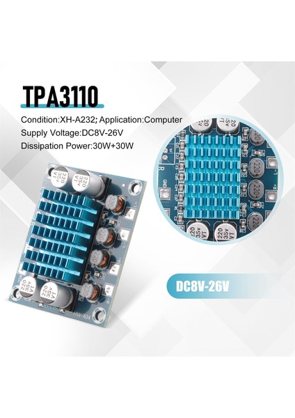 4 Adet TPA3110 XH-A232 30W+30W 2.0 Kanal Dijital Stereo Ses Güç Amplifikatörü Kurulu Dc 8-26V 3A (Yurt Dışından)