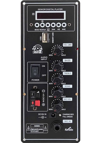 12V Amplifikatör Kurulu Kare Dans Hoparlör Amplifikatör Desteği Bluetooth Aux Tf-Kart U-Disk Kayıt 6-12 Inç Hoparlör (Yurt Dışından)