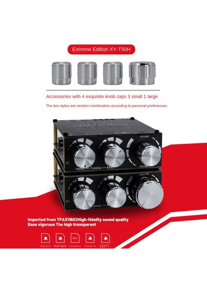 XY-T50H Bluetooth 5.0 Amplifikatör Kurulu TPA3116D2 50W+50W Yüksek Bas Ayarlanabilir Stereo Dijital Amplifikatör Kurulu Ses Modülü (Yurt Dışından)