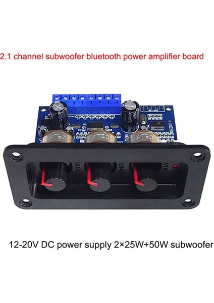 2.1 Kanal Bluetooth 5.0 Ses Amplifikatörü Kurulu 2X25W+50W Subwoofer D Sınıfı Amplifikatör Kartı Kiti Dc Dişi + Aux Kablosu (Yurt Dışından)