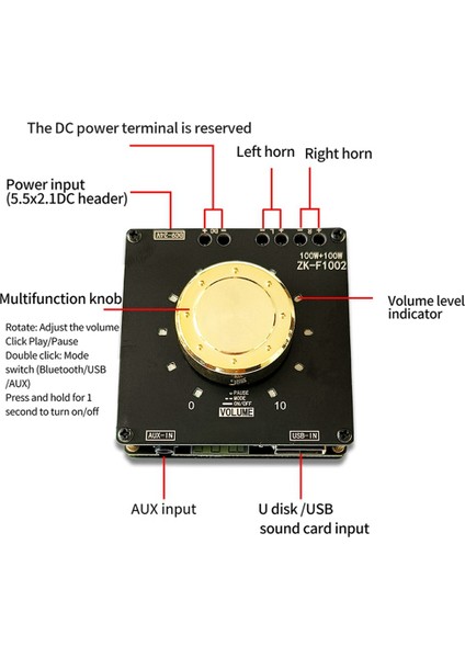 -F1002 5.1bluetooth Güç Amplifikatör Kartı 100W 2.0 Kanal Amplifikatör Kartı, Ses Kutusu Için Kısa Devre Korumalı (Yurt Dışından)