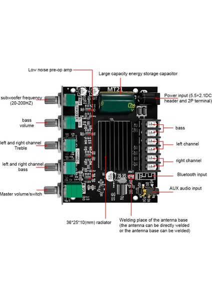 -MT21 Dijital Güç Amplifikatörü Kartı 50WX2+100W 2.1 Kanal Aux+Bt5.0 Yüksek Düşük Tonlu Süper Bas Güç Amplifikatörü Kartı (Yurt Dışından) indirimleri