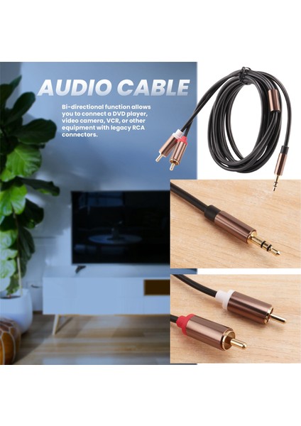 Jack 3.5mm - 2 Rca Ses Kablosu Aux Splitter 3.5mm Stereo Erkek - Erkek Rca Adaptörü 2 Hoparlör Kablosu 1 M (Yurt Dışından)