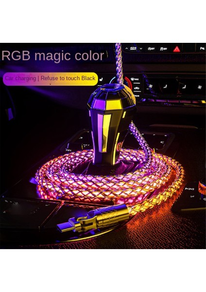 Hızlı Şarj Için USB Tip C Hızlı Şarj Rgb Solunumlu Parlak Degrade Renkli Veri Kablosu (Yurt Dışından)