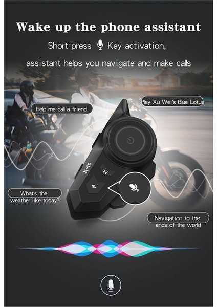 X-15 Kask Bluetooth Kulaklık Motosiklet Bluetooth Kulaklık Sürme Hd Çağrı Kulaklık IP65 Su Geçirmez Kulaklık A (Yurt Dışından)