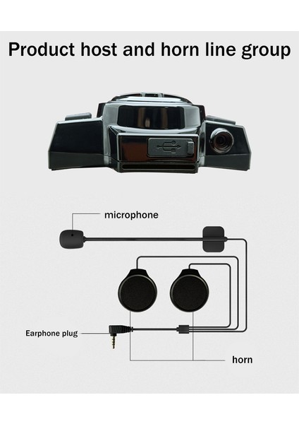 Motosiklet Kask Kulaklık Bluetooth5.0 Interkom Kulaklık Müzik Kulaklık Bisiklet Çağrı Eller Serbest Su Geçirmez Kulaklık (Yurt Dışından)