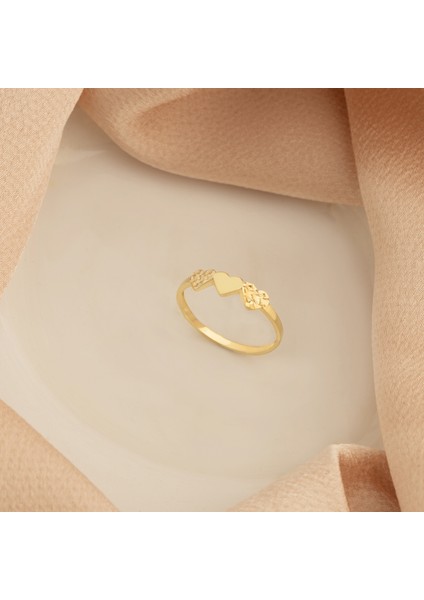 925 Ayar Gümüş Üç Kalp Yan Kalpler Kalemli Yüzük