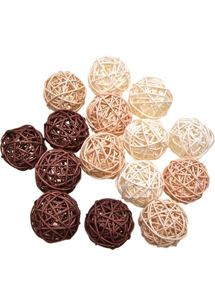 15 Paket 5 cm Hasır Rattan Topları Vazo Dolgu Dekor Dekorasyon Zanaat Dıy (Yurt Dışından)