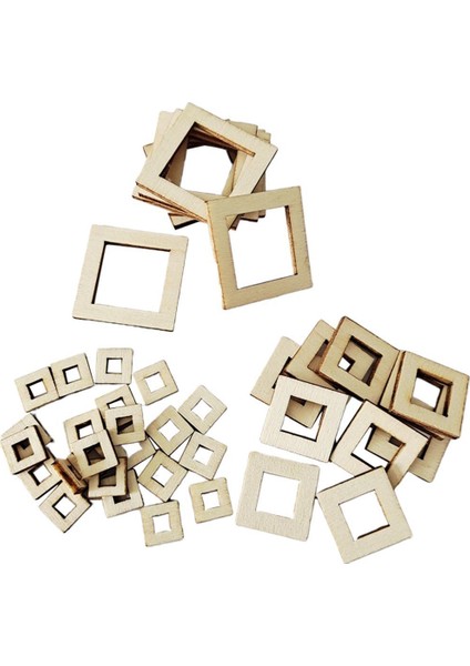 100X Hollow Ahşap Çerçevesi Ahşap Ağaç Iş Kare Için Bezemeler El I (Yurt Dışından)