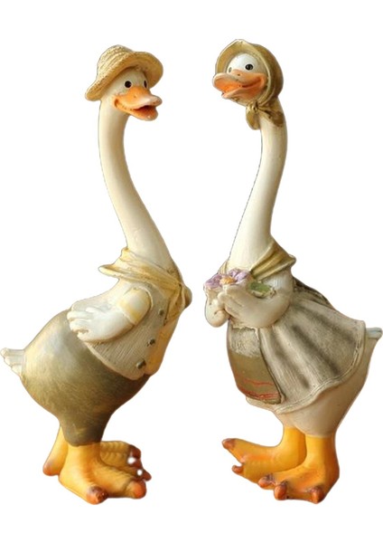 I Için 2'li Icı Ördek Heykelcik Mini Çiftlik 10X10X16CM (Yurt Dışından)