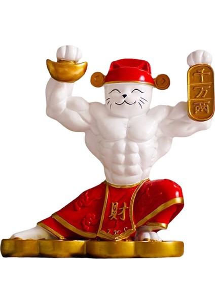 Güçlü Kol Şanslı Kedi Heykeli Hayvan Heykel Süsleme Yatak Odası Masaüstü Kırmızı 21CMX12CMX19.5CM (Yurt Dışından) fiyatları