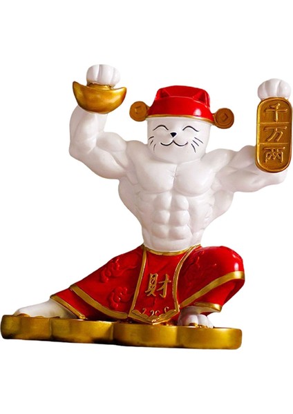 Güçlü Kol Şanslı Kedi Heykeli Hayvan Heykel Süsleme Yatak Odası Masaüstü Kırmızı 21CMX12CMX19.5CM (Yurt Dışından) fırsatları