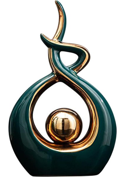 Seramik Heykelcik Heykeli El Yapımı Odası Süsleme El Sanatları Yapıt Heykel Yeşil S (Yurt Dışından)