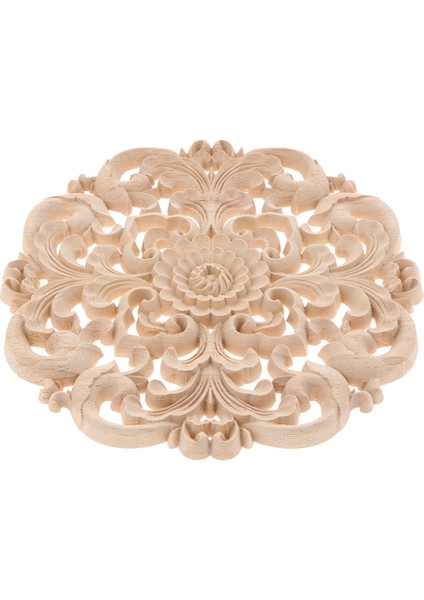 Boyasız Ahşap Oyma Çiçek Aplike Çıkartmaları Pencere Yatak Mobilya Dekor Için 24X24 cm (Yurt Dışından)