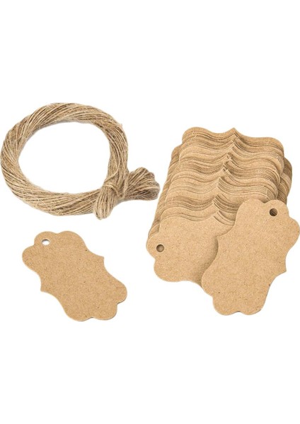 100 Mini Kraft Kağıt Craft Kart Kolye (Yurt Dışından)