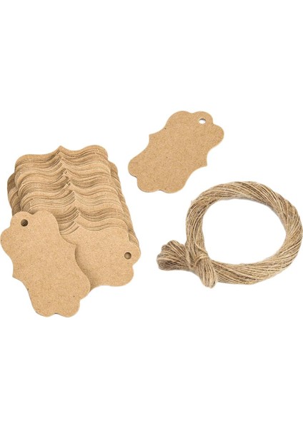 100 Mini Kraft Kağıt Craft Kart Kolye (Yurt Dışından)
