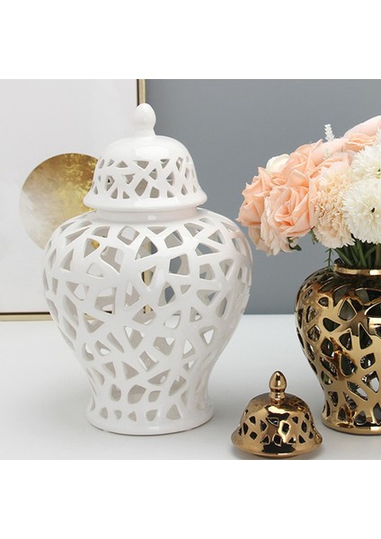 28 cm Beyaz Zencefil Kavanoz Çiçek Aranjmanı Oturma Odası Dekoru Için Oyulmuş (Yurt Dışından) modelleri