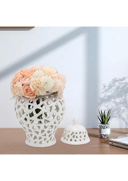 28 cm Beyaz Zencefil Kavanoz Çiçek Aranjmanı Oturma Odası Dekoru Için Oyulmuş (Yurt Dışından) indirimleri