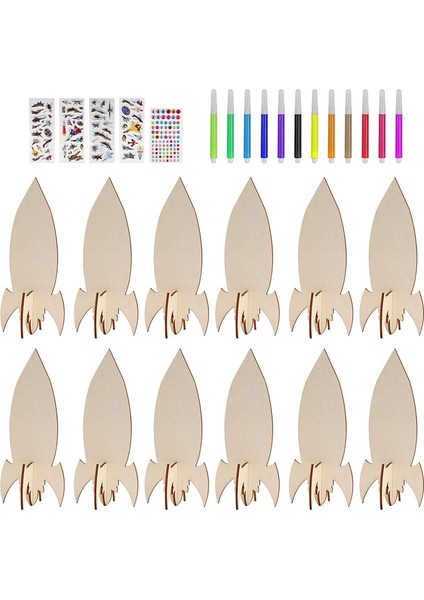12 Adet Bitmemiş Ahşap Kesikler Ahşap Parçalar Boyasız (Yurt Dışından)