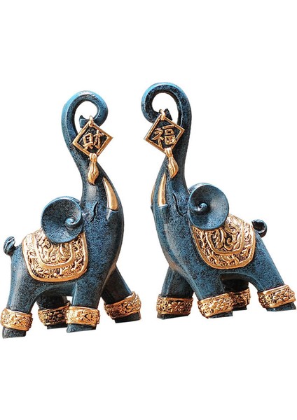 Oturma Odası Ev Ofis Dekoru Için 2 Parça Çift Fil Heykelleri Heykel (Yurt Dışından)