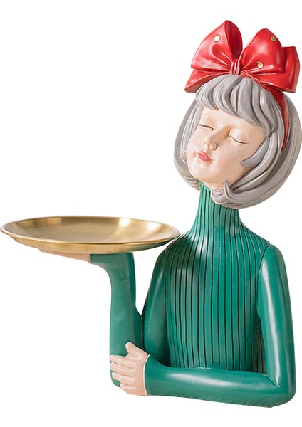 Kız Heykelcik Meyve Masa Dekor Takı Biblo Depolama Masa Dekor Kırmızı Yay (Yurt Dışından) fiyatları