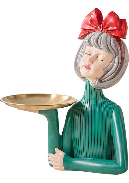 Kız Heykelcik Meyve Masa Dekor Takı Biblo Depolama Masa Dekor Kırmızı Yay (Yurt Dışından) indirimleri