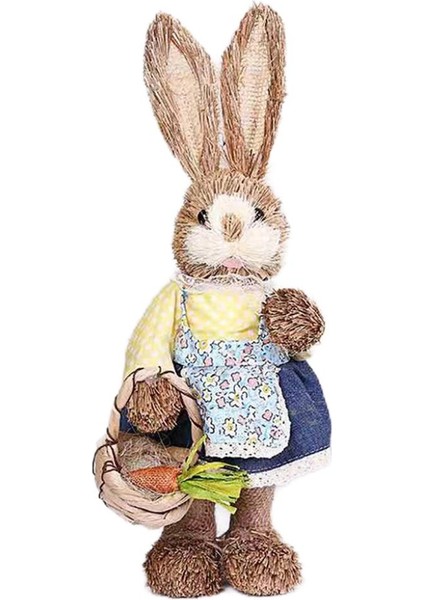 Tavşan Paskalya Heykeli El Sanatları W/havuç Fotoğraf Prop Dekor Çiçek (Yurt Dışından)