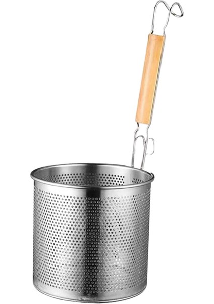 Erişte Makarna Pişirme Için Ahşap Saplı Kaymaz Örgü Süzgeç 18 cm Yuvarlak Saplı Kevgir (Yurt Dışından)
