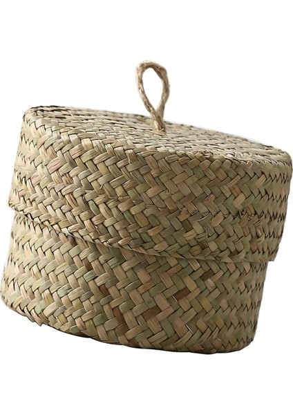 Masaüstü Yatak Odası Için Kapaklı Snack Saklama Kutusu ile Şeker Kutusu Seagrass Organizatör (Yurt Dışından)