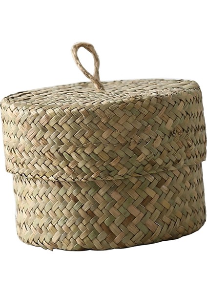 Masaüstü Yatak Odası Için Kapaklı Snack Saklama Kutusu ile Şeker Kutusu Seagrass Organizatör (Yurt Dışından) fiyatları