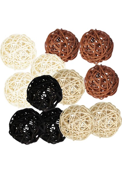 12 Adet Rattan Hasır Kamışı Topları Çiçekçi Dıy Dekorasyon 5 cm (Yurt Dışından)