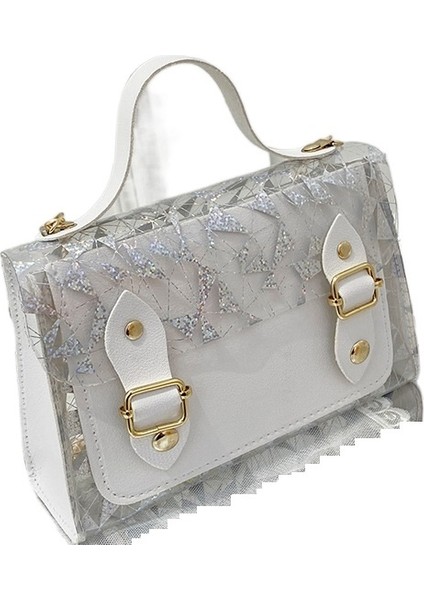 Şeffaf Moda Küçük Kare Çanta Baskılı Zincir Omuz Messenger Çanta (Yurt Dışından)