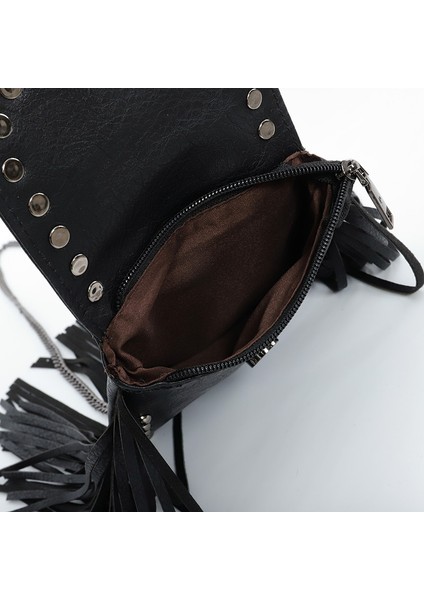 Trendy Moda Yumuşak Deri Perçin Püskül Çanta Zincir Omuz Messenger Küçük Çanta Kadın Çantası (Yurt Dışından) indirimleri