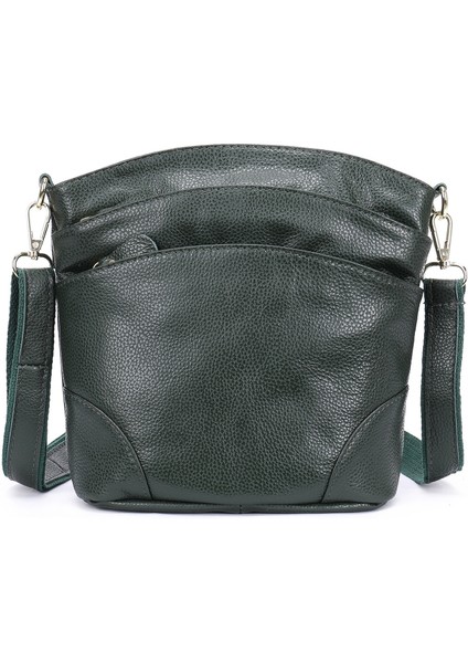 Deri Kadın Çantası Üst Katman Inek Derisi Kova Çanta Orta Yaşlı Anne Rahat Omuz Askılı Çanta (Yurt Dışından)